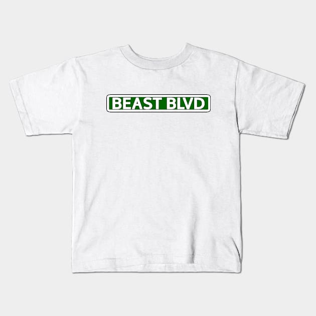 Beast Blvd Street Sign Kids T-Shirt by Mookle